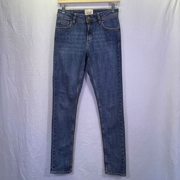 Sezane Denim Blue Stretch Slim Skinny Tapered Leg Jeans Medium Wash Size 25 - Picture 1 of 10